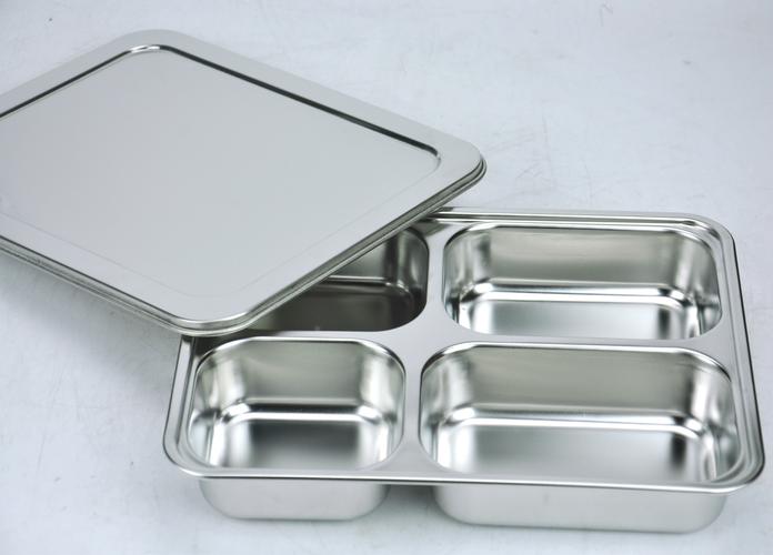 批发销售 电解加厚加深四格饭盒 单层不锈钢饭盒外送环保快餐盒 产品